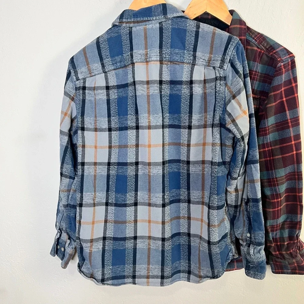The North Face Flannel Shirt Bundle (2)‎ Mens Size M Blue Maroon Plaid Cotton